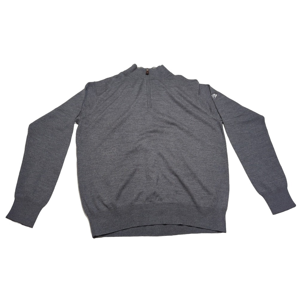 Peter Millar Sweater Mens Large Gray 1/4 Zip Pullover Merino‎ Wool Blend Golf